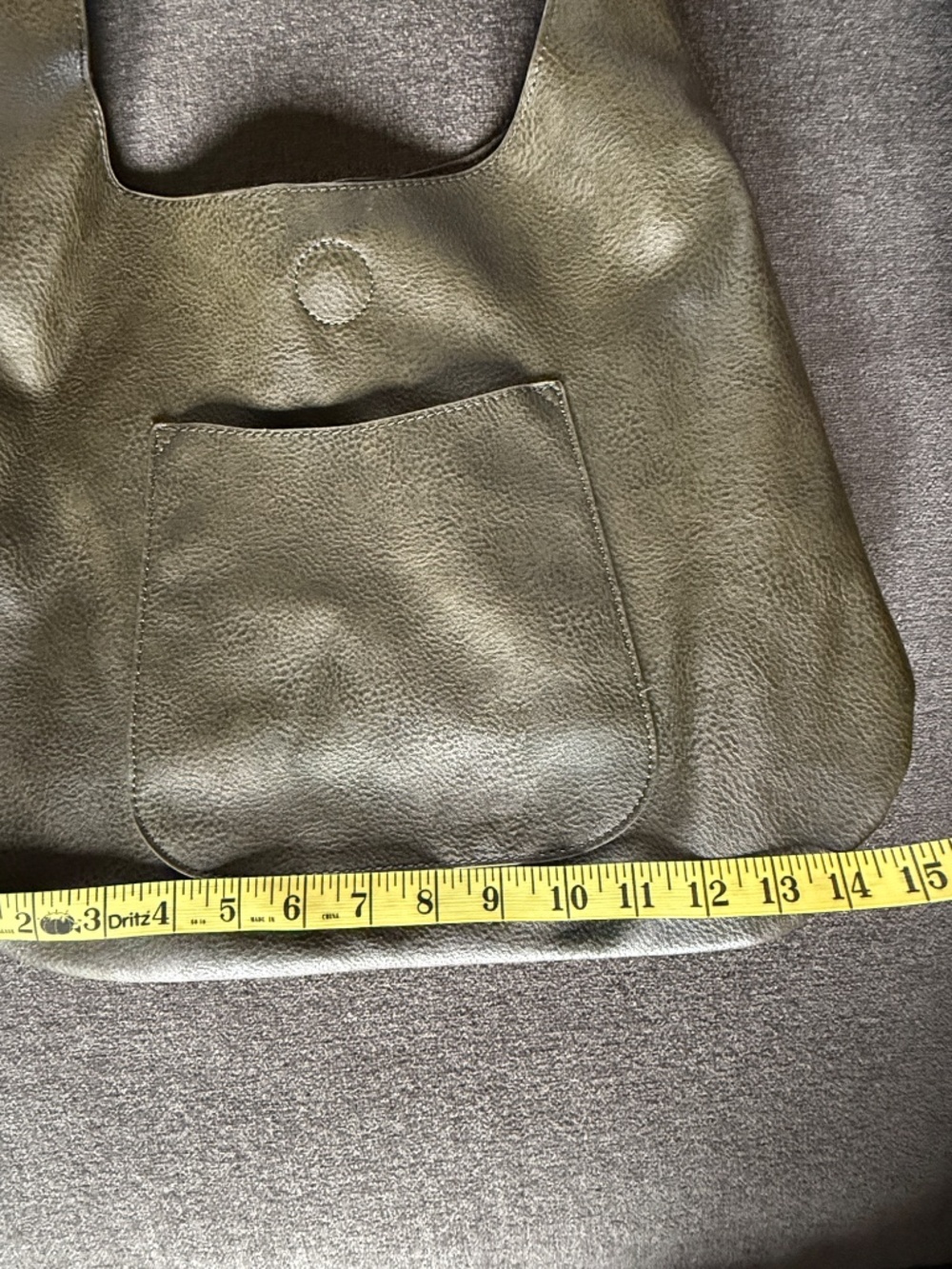 Elegant Olive Green Leather Shoulder Bag - Picture 7 of 8